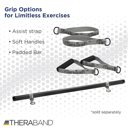 THERABAND Wellness Station Professional Latex Resistance Tubing With Connectors for Physical Therapy, Exercise Station for Rehab, Pilates, Set of 2, 24 Inch, Blue, Extra Heavy, Intermediate Level 2