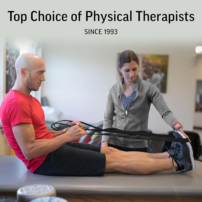 OPTP The Original Stretch Out Strap with Exercise Poster, USA Made Top Choice Stretch Out Straps for Physical Therapy, Yoga Stretching Strap or Knee Therapy (XL)