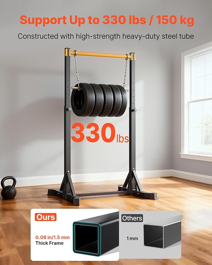 VEVOR Pull Up Bar, 330LBS Capacity Portable Pullup Bar Station, Pullup Bars Free Standing with H-Frame Structure & Heavy-Duty Steel Tube, 8 Level Height Adjustment Gravity Fitness for Arms Back Chest