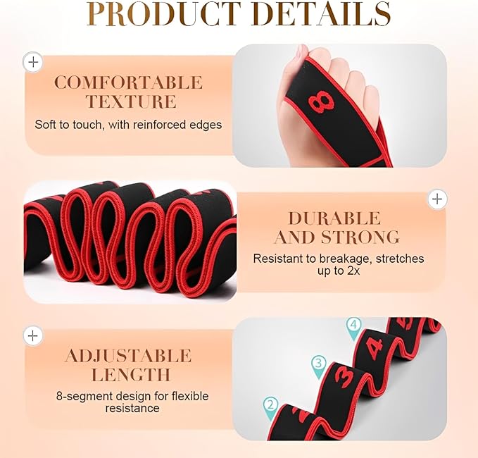 2027 New Fitness Resistance Band for Stretching and Yoga, Numbered Stretch Resistance Strap with Clear Sections, Adjustable Elastic Band for Yoga, Pilates & Full Body Stretching