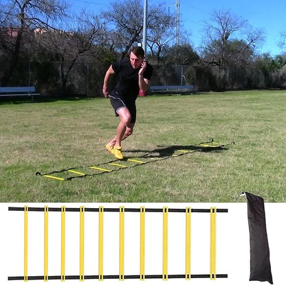 Agility Ladders - Football Ladder Speed Training, Footwork Workout Equipment with Storage Bag, Soccer, Basketball, Tennis, Hockey, Badminton | Youth & Adult Training, Portable, Easy Setup, Sports