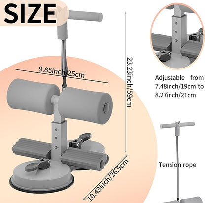 Sit Up Bar Foot Holder, Height Adjustable – Sit Up Assistance Device with 2 Strong Suction Cups – Essential Ab Workouts & Core Exercise Equipment for Home Workouts (Black)