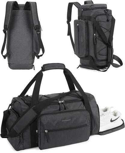 BAGSMART 4-IN-1 Gym Bag for Women Men, TSA Lightweight Duffle Bag for Travel with Shoe Compartment & Wet Pocket, 22L/30L/38L Tactical Backpack with 40oz Water Bottle Holder
