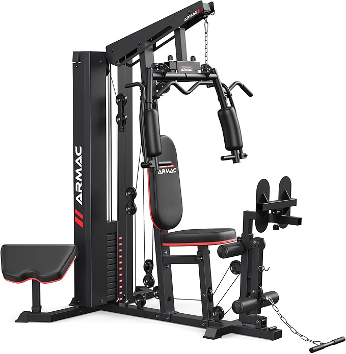 Home Gym, Multifunctional Home Gym Equipment for Leg Press, 150LBS Weight Stack Machine, Workout Station with Pulley System for Full Body Training