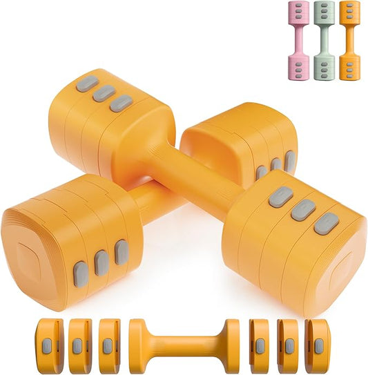 2-in-1 Adjustable Dumbbell Set for Women - 4 Levels (2.2lbs to 12.1lbs) - Home Gym Weights for Women at Home - Fitness Dumbbells