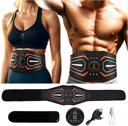 Fitness Belt,Model KLT-07,ABS Stimulator,Ab Machine,Abdominal Toning Belt,Fitness Training Ab Trainer Equipment for Home,Fitness Strength Training Workout Equipment for Men and Women Orange red