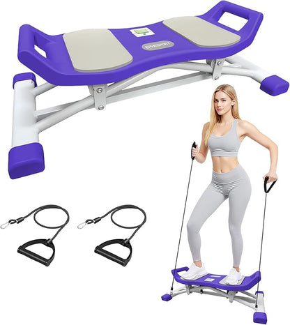 EPHESPORT Rocking Balance Board with Resistance Bands – Ski-Inspired Stepper for Core & Stability Training, LCD Monitor, 300 lbs Capacity, Wobble Fitness Trainer for Home Gym