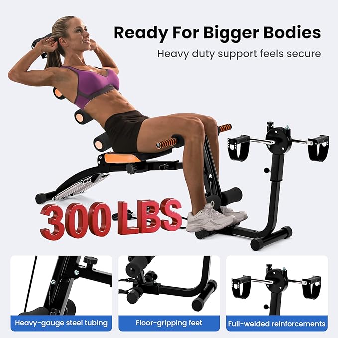 All-in-One Ab Workout Bench, Abdominal Machine, Ab Workout Bench for Home Gym, Multi-Functional Adjustable Abdominal Crunch Machine, Exercise Equipment for Total Body Workout