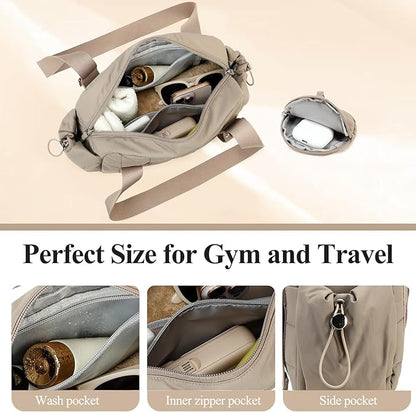 CAMTOP Mini Gym Bag for Women, Small Gym Tote Bag Puffy Quilted Sports Duffel Bag with Wet Compartment and Coin Purse Duffel Bags Dance Yoga Workout Bag for Gifts