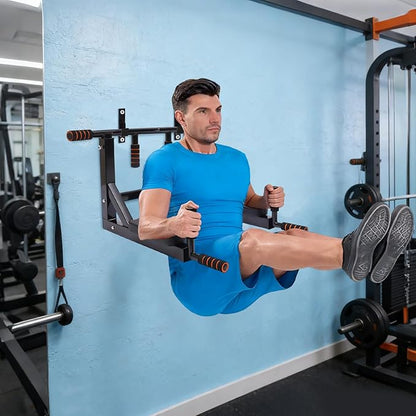 Wall Mounted Pull Up Bar, Multifunctional Dip Station for Indoor, Strength Training Pull-Up Bars Training Equipment Fitness Dip Stand for Home Gym Workout, 440lbs Capacity