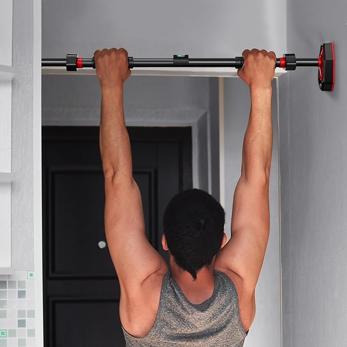 Adjustable Pull up Bar Doorway Strength Training Bar No Drill Installation Portable Home Gym Equipment for Upper Body and Muscle up Workouts 39.37 Inches