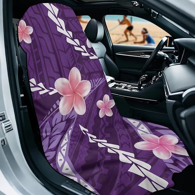 Bulopur Polynesia Tropical Car Seat Towel Cover After Gym Workout Running Swimming Frangipani Water Absorbent Sweatproof Car Seat Cover Towel Blanket Automotive Accessories for Girly Women