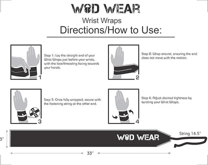 Wrist Wraps for Powerlifting, Strength Training, Bodybuilding, Cross Training, Olympic Weightlifting, Yoga Support - One Size Fits All