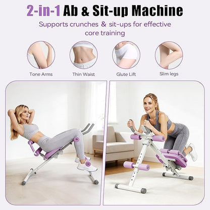 EPHESPORT Multifunctional Ab Machine, Crunch & Sit-Up Core Trainer for Stomach & Ab Workout, Adjustable & Foldable Exercise Equipment, Knee/Back Support, Full Body Workout for Home Gym