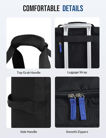 Gym Bag for Men Women with Shoes Compartment 3-in-1 Sports Travel Duffel Bag Multipurpose Weekender Overnight Backpack with Wet Pocket - Black