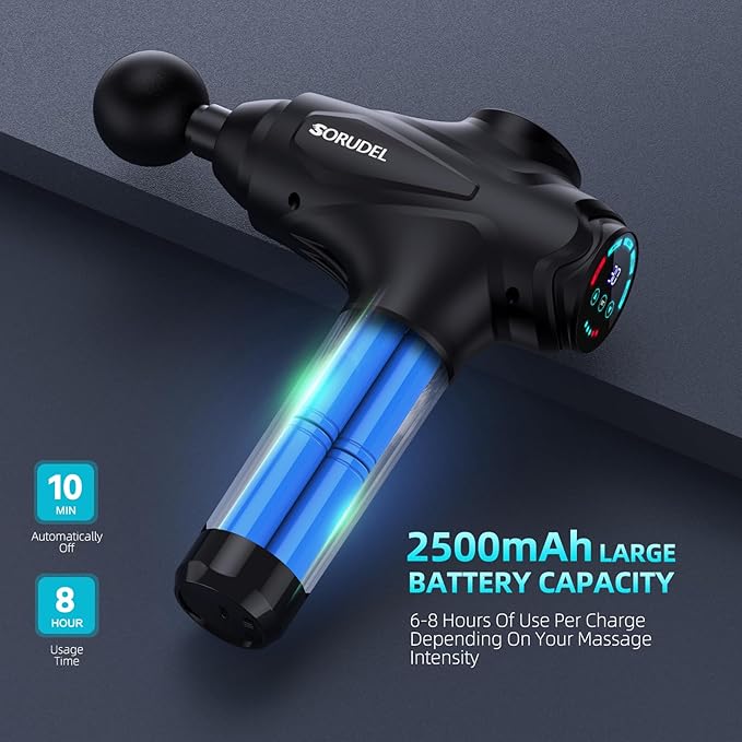 Massage Gun Deep Tissue, Massage Gun, Muscle Massager with 30 Speed Levels 10 Heads Black