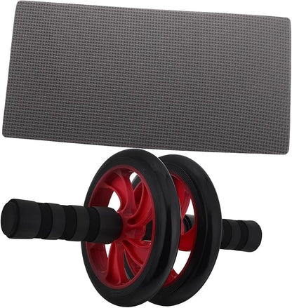 OUNONA Quiet Red Ab Roller Wheel for Core Workout, Silent Abdominal Trainer with Non-slip Tread for Home and Outdoor Fitness, Ab Machine for Stomach Workout