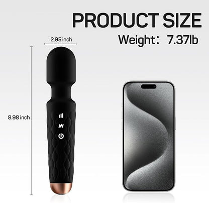 Personal Massager - 4H Max Runtime & Ultra-Quiet - Waterproof - 20 Modes 8 Speeds for Deep Tissue Back Massage, Post-Workout Recovery and Neck Muscle Relaxation（Black）