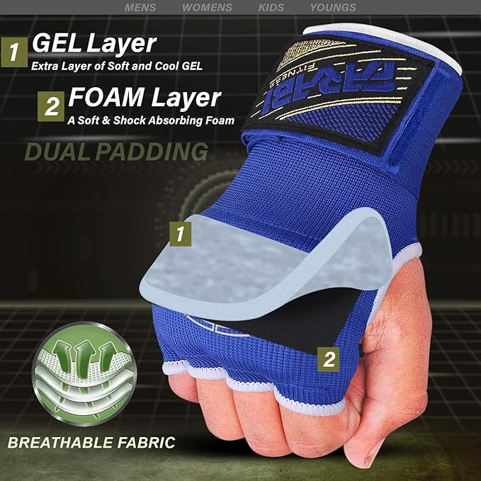 Farabi Quick Wraps Gloves Gel Paded Hand Wraps Adult MMA Boxing Muaythai Bandages Hand Protector 80cm Meter Wrist Support Strap Pair