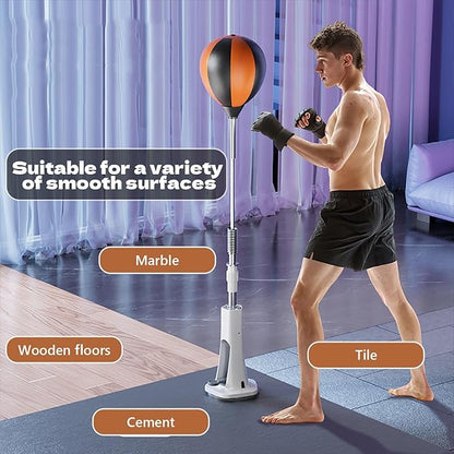 Speed Punch Ball with Stand Boxing Reflex Ball Punching Bag with Gloves Adjustable Height 130~150cm Boxing Bar Training Kit for Adults, Teens & Kids