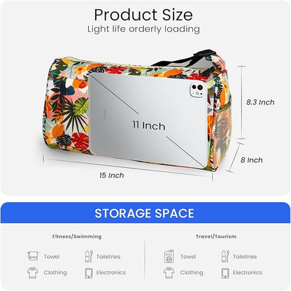 C&F BOGMOST Small Gym Bag for Women & Men,Small Lightweight Duffel Bag Carry On Bags Mini Duffel Travel Bag Waterproof Sports Bags for Workout/Sport/Trave,Colorful Leaves