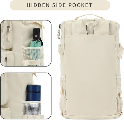 Solid color gym duffel bag backpack, wrestling bag,with shoe compartment, 4 kinds of back method waterproof travel sports walking laptop Lightweight（B-Sea Salt White）