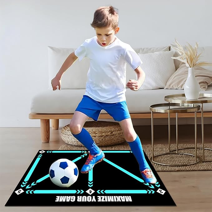 Football Footstep Training Mat, Soccer Training Mat 35 * 24IN, Soccer Skills Training Equipment with Storage Bag and Soccer Return Trainer Net