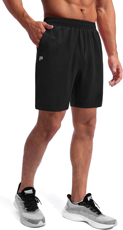 Running Shorts for Men 7 inch Inseam 2 in 1 Quick Dry Athletic Gym Workout Tennis Shorts with Phone Pockets