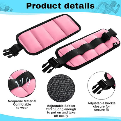 2 Pairs Ankle Wrist Weights for Land or Aquatic Exercise Aqua Cuffs Aqua Aerobics Fitness Bands for Ankle and Wrist Adjustable Weights for Swimming Pool Workout Equipment