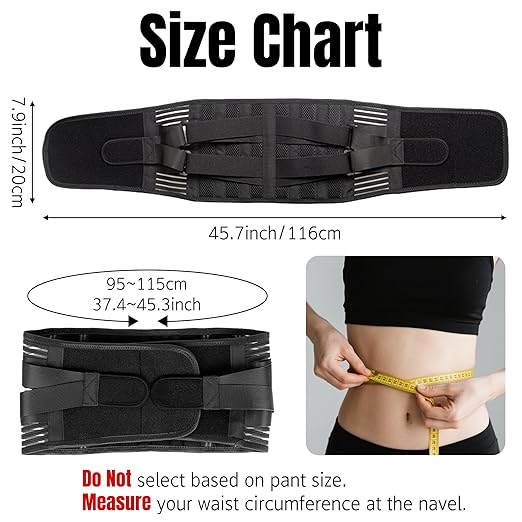 Work Back Brace for Men Women - Adjustable Lower Back Support Belt with Removable 3D Pad and 7 Stays, Breathable Lumbar Support Brace for Posture Heavy Lifting Sciatica Herniated Disc (Large)