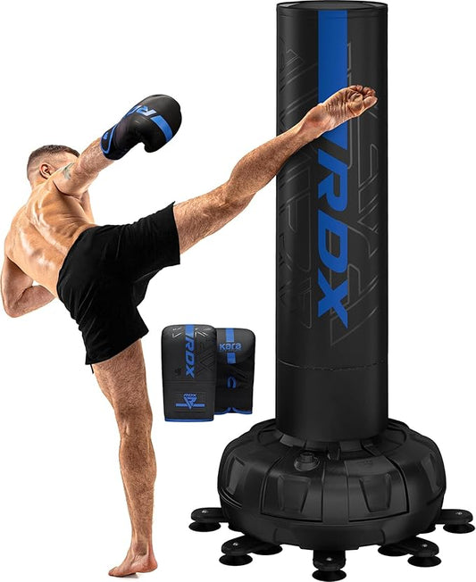 RDX XXL 330LBS Freestanding Punching Bag with Cover & Gloves – 72” Adult Heavy Pedestal Punch Bag Set - 17 Suction Cup 8 Extended Legs Stand Base - Kick Boxing MMA Home Gym Fitness