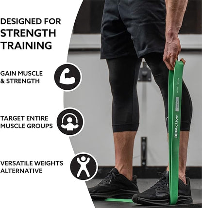3DActive Pull Up Assist Band - Resistance Band for Strength Training, Powerlifting, Body Stretching, Crossfit - Exercise Guide Included.