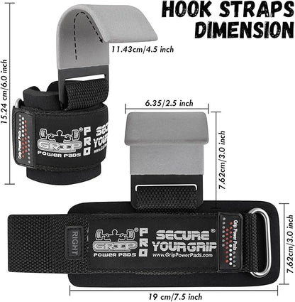 Weight Lifting Rod Hooks Heavy Duty Wrist Wraps Power Weight Lifting Training Gym Grips Straps Set of 2