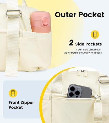 Vorspack Mini Gym Bag for Women - Small Duffle Bag Lightweight Duffel Bag with Wet Pocket Cute Sports Bag for Gym Dance Yoga - Beige