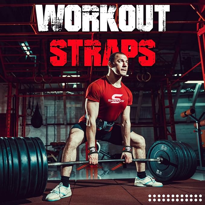 SAWANS Lifting Straps Weight Lifting Wrist Support Fitness Padded Gym Heavy Duty Anti Slip Hand Bar Grips Neoprene Bodybuilding Dumbbell Power Deadlift Barbells Workout Strength