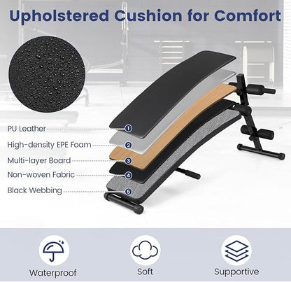 GYMAX Sit up Bench, Folding Workout Bench Press for Home Gym with 5 Adjustable Height, Heavy Duty Workout Benches for Ab Core Muscle, Strength Training Equipment