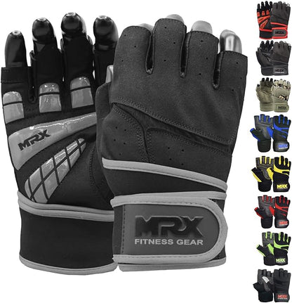 MRX Weightlifting Gloves for Men Workout Gloves Mens Wrist Support Lifting Gloves Male Gym Gloves | Workout Gym Accessories for Men Weight Lifting Fingerless Gym Exercise for Powerlifting