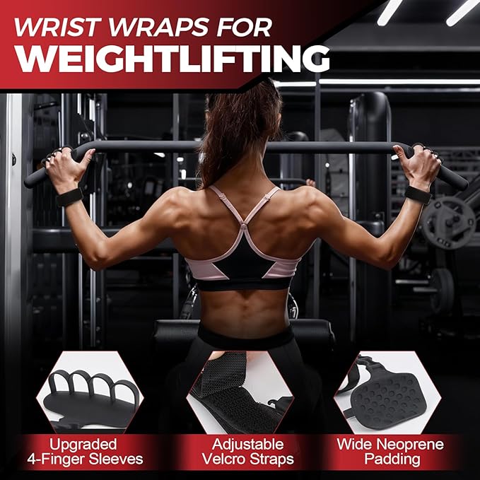 Weight Lifting Straps, Wrist Straps for Weightlifting Enhanced Grip Wrist Wraps for Weightlifting Deadlift Pull Up Workout Gym Hand Grips Weight Grips for Women&Men Rypt Grip