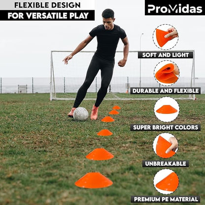 Disc Soccer Cones for Training Kids - 200,100,50 Small Plastic Cones for Sports Training - Flexible Conos for Soccer Practice Equipment, Basketball & Football Drills Equipment
