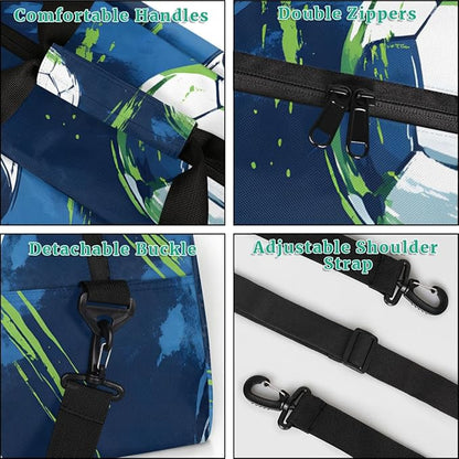 Custom Boys Soccer Gym Duffel Bags for Kids with Personalized Name Sport Training Travel Bags for Overnight Weekender