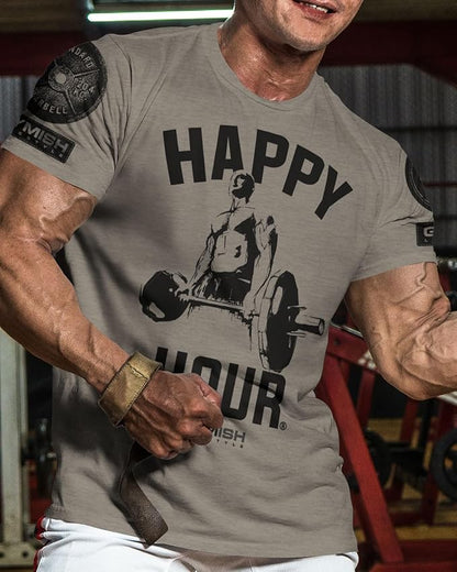 Gymish Lifestyle Happy Hour Deadlift Work Out T-Shirt, Weightlifting Gym Shirts