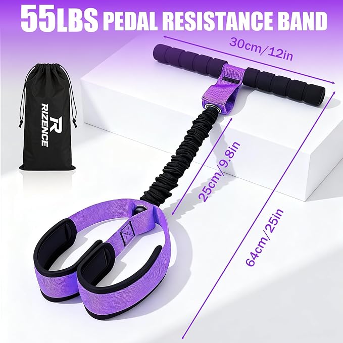2026 Upgrade Pedal Resistance Bands with Handle - Multifunction Foot Pedal Resistance Band with Training Poster - Fashion Puller Exercise Equipment for Abdomen, Waist, Arm, Core, Leg