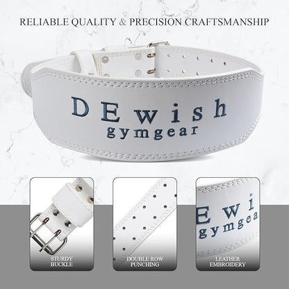 Leather Weightlifting Belt, 10 Adjustable Holes, 4”Width, Double Prong Power Belt for Gym Bodybuilding, weightlifting, powerlifting, squats and deadlifts