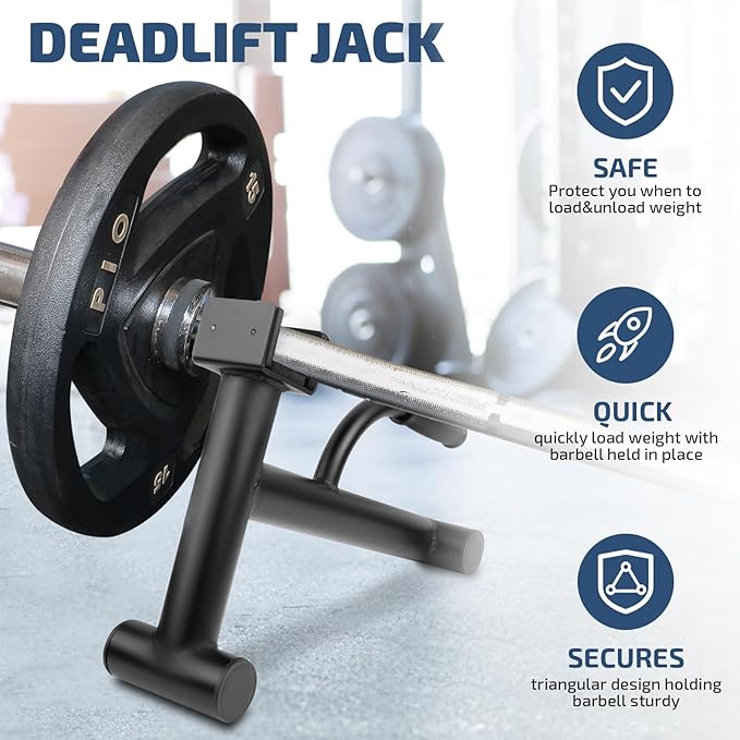 Deadlift Jack Barbell Stand,Barbell Stand for Weight Training Home Gym Easily Unload and Load 600lbs Barbell Plates for Deadlift Exercise