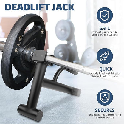 Deadlift Jack Barbell Stand,Barbell Stand for Weight Training Home Gym Easily Unload and Load 600lbs Barbell Plates for Deadlift Exercise