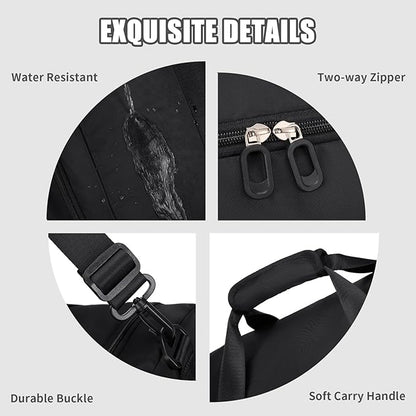 Women's Gym Bag Travel Duffel 40L Expandable 8L with Shoe Compartment Wet Pocket for Yoga Fitness Overnight Weekender Black