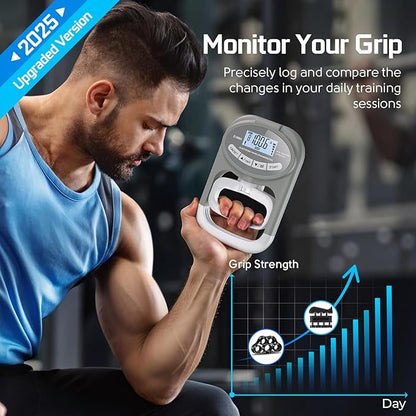Grip Strength Tester Hand Dynamometer - Grip Strength Trainer Electronic Hand Gripper Strengthener Wrist Exerciser Meter Digital Training Gauge 265 Lbs / 120 Kgs for Sport School Home Use