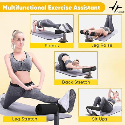 Sit-Up Bar with Strong Suction Base & Padded Foam Handle | Adjustable Height Core Trainer for Abs, Sit-ups, Push-Ups & Leg Workouts | Portable Home Gym Equipment for Men & Women