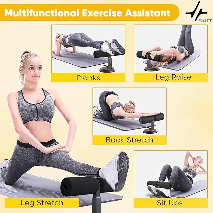 Sit-Up Bar with Strong Suction Base & Padded Foam Handle | Adjustable Height Core Trainer for Abs, Sit-ups, Push-Ups & Leg Workouts | Portable Home Gym Equipment for Men & Women