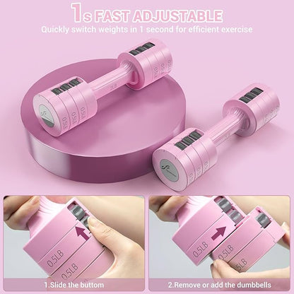 Sportneer Adjustable Dumbbells Hand Weights Set: 5 lb Dumbbell Set of 2 Each 2lb 3lb 4lb 5lb Free Weights Fast Adjust Weight 4 In 1 Weights Dumbbells Set for Women Men Home Gym Exercise Training